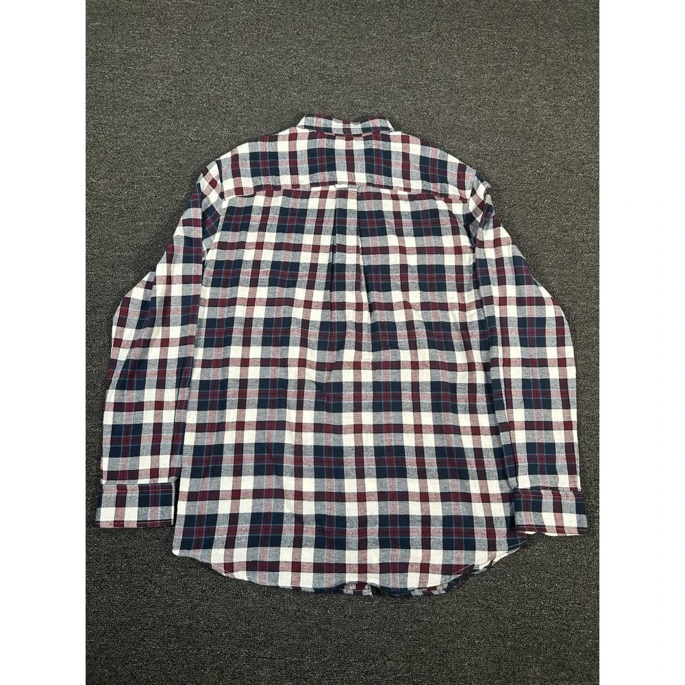 New Saddlebred Flannel Shirt Men's Medium Red White Blue Gingham Plaid Button Up - Picture 7 of 9